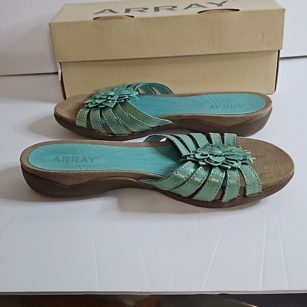 Array Maui Slide with Flower sz 7.5m Turquoise NIB - Picture 4 of 9